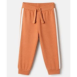 Babyhug Cotton Knit Jogger Fit Full Length Solid Lounge Pant With Animal Print Pack of 3 in Orange Green