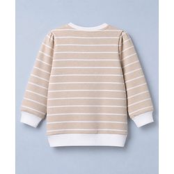 Babyhug 100% Cotton Knit Full Sleeves Heavy Gauge Sweatshirt With Rabit Pint - Beige