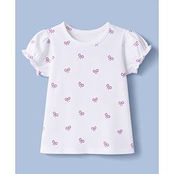 Babyhug Cotton Corduroy Frocks with Inner Tee with Short Sleeves and Bow Detail in Pink for 6-9 Months
