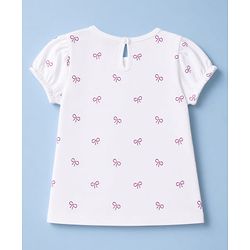 Babyhug Cotton Corduroy Frocks with Inner Tee with Short Sleeves and Bow Detail in Pink for 6-9 Months