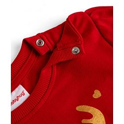 Babyhug 100% Cotton Knit Heavy Gauge Sweatshirt With Full Sleeves and Penguin Patch - Red