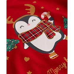 Babyhug 100% Cotton Knit Heavy Gauge Sweatshirt With Full Sleeves and Penguin Patch - Red