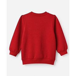 Babyhug 100% Cotton Knit Heavy Gauge Sweatshirt With Full Sleeves and Penguin Patch - Red