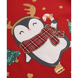Babyhug 100% Cotton Knit Heavy Gauge Sweatshirt With Full Sleeves and Penguin Patch - Red