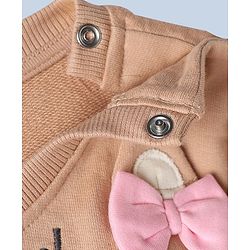 Babyhug 100% Cotton Knit Full Sleeves Heavy Gauge Sweatshirt With Reindeer Embroidery - Beige