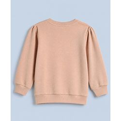 Babyhug 100% Cotton Knit Full Sleeves Heavy Gauge Sweatshirt With Reindeer Embroidery - Beige