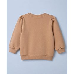 Babyhug 100% Cotton Knit Full Sleeves Heavy Gauge Sweatshirt With Reindeer Embroidery - Beige