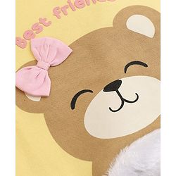Babyhug Cotton Knit Full Sleeves Sweatshirt With Bear Print - Yellow