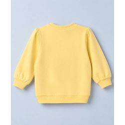 Babyhug Cotton Knit Full Sleeves Sweatshirt With Bear Print - Yellow