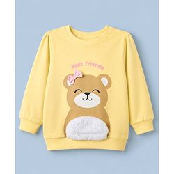 Babyhug Cotton Knit Full Sleeves Sweatshirt With Bear Print - Yellow