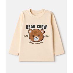 Babyhug 100% Cotton Knit Full Sleeves T-Shirt & Pyjama Night Suit with Bear Patch - Brown
