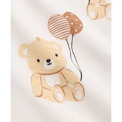 Babyhug 100% Cotton Knit Full Sleeves Co-Ords Shirt & Pyjama Night Suit with Bear Print - Offwhite