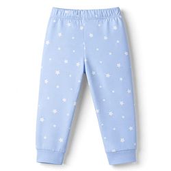 Babyhug 100% Cotton Knit Full Sleeves T-Shirt & Pyjama Night Suit with Bear Patch & Star Print - Sky Blue