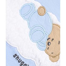 Babyhug 100% Cotton Knit Full Sleeves T-Shirt & Pyjama Night Suit with Bear Patch & Star Print - Sky Blue