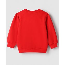 Babyhug 100% Cotton Knit Full Sleeves Sweatshirt With Bear Applique - Red