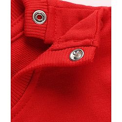 Babyhug 100% Cotton Knit Full Sleeves Sweatshirt With Bear Applique - Red