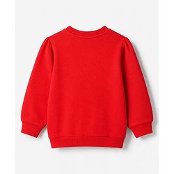 Babyhug 100% Cotton Knit Full Sleeves Sweatshirt With Bear Applique - Red