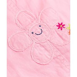 Babyhug Twill Woven Half Sleeves Floral Embroidery Frock with Inner Tee - Pink