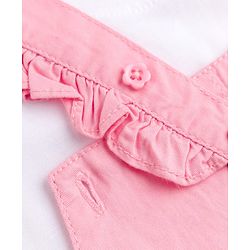 Babyhug Twill Woven Half Sleeves Floral Embroidery Frock with Inner Tee - Pink