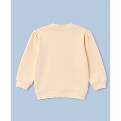 Babyhug 100% Cotton Knit Sweatshirt with Full Sleeves, and Bear Applique in Beige