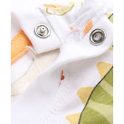 Babyhug 100% Cotton Knit Full Sleeves Co-Ords T-Shirt & Pyjama Night Suit with Dinosaur Print - White