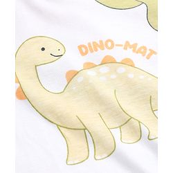 Babyhug 100% Cotton Knit Full Sleeves Co-Ords T-Shirt & Pyjama Night Suit with Dinosaur Print - White