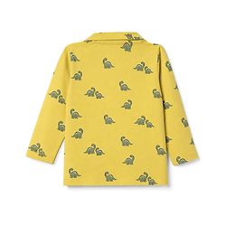 Babyhug 100% Cotton Knit Full Sleeves Co-Ords Shirt & Pyjama Night Suit with Dinosaur Print - Yellow
