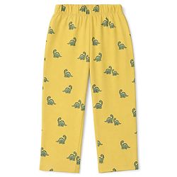 Babyhug 100% Cotton Knit Full Sleeves Co-Ords Shirt & Pyjama Night Suit with Dinosaur Print - Yellow