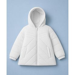 Babyhug Woven Padded Quilted Hooded Winter Jacket with Full Sleeves in White