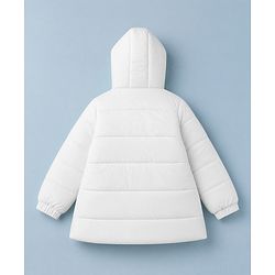 Babyhug Woven Padded Quilted Hooded Winter Jacket with Full Sleeves in White