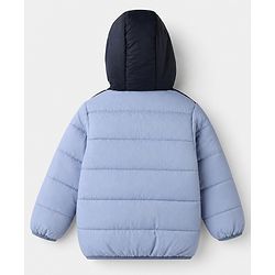 Babyhug Woven Padded Quilted Hooded Winter Jacket with Full Sleeves - Blue