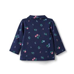 Babyhug 100% Cotton Knit Full Sleeves Co-Ords Top & Pyjama Night Suit with Floral Print - Navy Blue