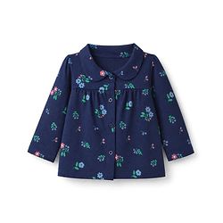 Babyhug 100% Cotton Knit Full Sleeves Co-Ords Top & Pyjama Night Suit with Floral Print - Navy Blue