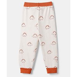 Babyhug Cotton Jersey Knit Full Length Lounge Pants with Dinosaur Print Pack of 3 - Blue, Orange & White