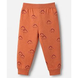 Babyhug Cotton Jersey Knit Full Length Lounge Pants with Dinosaur Print Pack of 3 - Blue, Orange & White