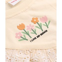 Babyhug 100% Cotton Knit Sweatshirt with Heavy Gauge Full Sleeves and Floral Print With Lace in Peach