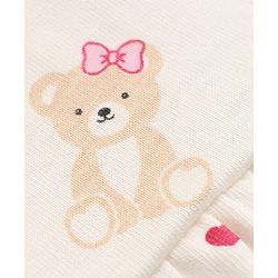 Babyhug Cotton Knit Full Sleeves Co-Ords T-Shirt & Pyjama Night Suit with Bow & Bear Print - White