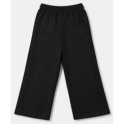 Babyhug Cotton Looper Knit Full Length Lounge Pants with Bow Applique - Black