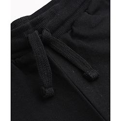 Babyhug Cotton Looper Knit Full Length Lounge Pants with Bow Applique - Black