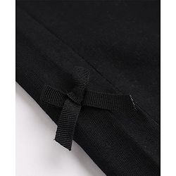 Babyhug Cotton Looper Knit Full Length Lounge Pants with Bow Applique - Black