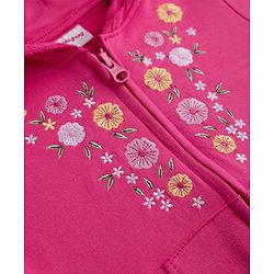 Babyhug 100% Cotton Knit Full Sleeves Sweatshirt with Full Sleeves and Floral Embroidery in Pink