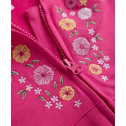 Babyhug 100% Cotton Knit Full Sleeves Sweatshirt with Full Sleeves and Floral Embroidery in Pink