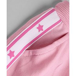Babyhug 100% Cotton Looper Knit Full Length Star Printed Lounge Pant With Tape Detailing - Pink