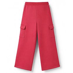 Babyhug 100% Cotton Looper Knit Full Length New York Printed Lounge Pant With Cargo Pockets - Red