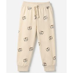 Babyhug Cotton Knit Full Length Lounge Pant with Tiger Print Pack of 3 - Green Maroon Beige