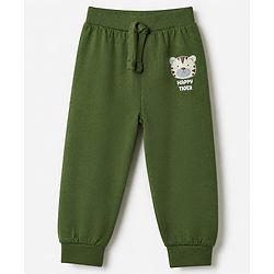Babyhug Cotton Knit Full Length Lounge Pant with Tiger Print Pack of 3 - Green Maroon Beige