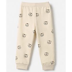 Babyhug Cotton Knit Full Length Lounge Pant with Tiger Print Pack of 3 - Green Maroon Beige