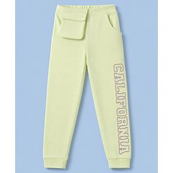 Babyhug 100% Cotton Looper Knit Full Length California Printed Lounge Pant With Pocket - Lime Green