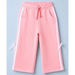 Babyhug 100% Cotton Looper Knit Full Length Lounge Pant With Tape Detailing - Pink