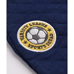 Babyhug Cotton Looper Knit Full Length Lounge Pants with Soccer Ball Patch - Navy Blue